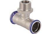 Pressrør og fittings - Geberit mapress rustfrit t-stykke med udvendigt gevind: d=22mm, r=3/4, d1=22mm - 31458