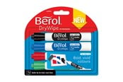 Konference & Præsentation - Berol whiteboard marker, rund spids 2mm, blister med 4 stk., assorteret farver - 1984863