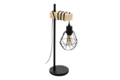 Lamper - EGLO TOWNSHEND 5 bordlampe, sort/træ - 44079