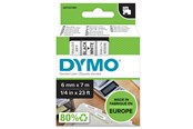 Papir, Fotopapir og Etiketter - DYMO D1 tape | 6mm x 7m rulle | sort på hvid - 43613