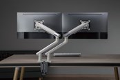 Skærmholder - Alterzone Arm Duo USB dobbelt monitorarm i aluminium med 2 x 3.0 USB-porte, hvid - ALZUSBDARM17-32-W
