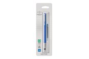 Skrive- og Tegneværktøjer - Parker Vector-fyldepen | sort med detaljer i krom | medium spids | blå blæk | hængepakke - S0881041