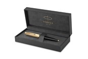Skrive- og Tegneværktøjer - Parker 51-kuglepen | deluxe-sort cylinder med detaljer i guld | medium spids i 18k guld med patron med sort blæk | gaveæske - 2123513