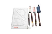 Skrive- og Tegneværktøjer - Rotring rOtring Isograph Pen Set Teknisk Pen & Pencil College Set | 3 penne (0,20 mm, 0,30 mm, 0,50 mm) og mekanisk blyant (0,5 mm) + tilbehør - S0699370