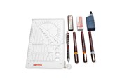 Skrive- og Tegneværktøjer - Rotring rOtring Isograph Fineliner Pen & Pencil College Sæt | 3 tekniske kuglepenne (0,20 mm, 0,40 mm, 0,60 mm) og mekanisk blyant (0,5 mm) + tilbehør - S0699390