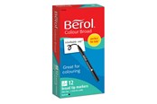 Hobby artikler - Berol filtspids farvetuscher, bred spids (1,2 mm), vaskbare, sort, 12 styk - 2141502