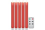 Lamper - Goobay Set of 5 red LED real wax rod candles incl. remot - 4040849539435