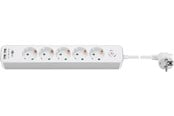Strømkabel (ekstern) - Pro 5-way w/switch - 2xUSB ports - Hvid - 1.5m - 41265