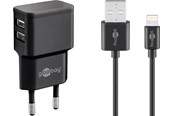 Mobil - Adaptere & Opladere - Pro Dual Apple Lightning charger set 2.4 A black 1 m - 4040849449956