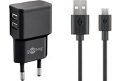 Mobil - Adaptere & Opladere - Pro Dual Micro USB charger set 2.4 A - 4040849449840
