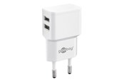 Mobil - Adaptere & Opladere - Goobay Dual USB charger 2.4 A (12W) white - 44952