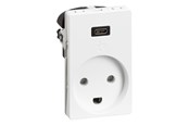 Lauritz Knudsen - LK stikkontakt med jord og 5V USB C lader 1½ modul 13A, hvid - 506D6713