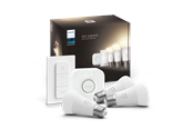 Smart Home - Philips Hue White startsæt – 3x E27 A60-pærer + Dimmer switch + Hue Bridge - 929002469204