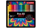 Skrive- og Tegneværktøjer - STABILO Pen 68 Arty, metalæske med 20 farver - 6820-6