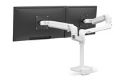 Skærmholder - Ergotron LX Dual Stacking Arm (white) with Low-Profile Top-Mount Clamp - 45-610-216