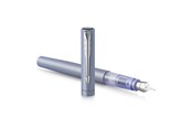 Skrive- og Tegneværktøjer - Parker Vector XL fyldepen | Metallisk sølvblå lak på messing | Medium spids med Blue Ink Refill | Gaveæske - 2159745