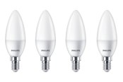 Lyskilder - Philips LED pære Kerte 5W/827 (40W) Mat 4-pak E14 - 929002968440