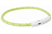 Hunde - Trixie Flash Light Ring USB Illuminated Dog Safety Collar Green Size M-L 7mm 45cm - TX12701