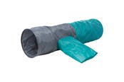 Katte - Trixie Playing tunnel with 4 entrances plush ø 30 × 115 cm dark grey/petrol - TX4302