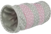 Katte - Trixie Playing tunnel fleece ø 25 × 50 cm light grey/pink - TX4291