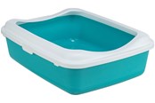 Katte - Trixie Klassisk kattebakke med kant Turkis/Hvid - TX40180