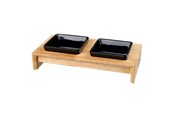 Hunde - Trixie Bowl set ceramic/wood 2 × 0.2 l/10 × 10 cm/28 × 5 × 15 cm black - TX24820