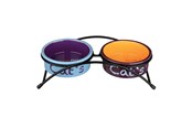 Katte - Trixie Bowl set ceramic/metal 2 × 0.3 l/ø 12 cm/26 × 7 × 13 cm light grey/antique pink/light blue - TX24791