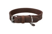 Hunde - Trixie Rustic fatleather collar M: 37–44 cm/25 mm dark brown - TX19006