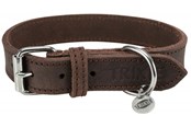 Hunde - Trixie Rustic fat leather collar S–M: 34–40 cm/25 mm dark brown - TX19005
