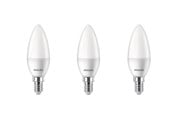 Lyskilder - Philips LED pære Kerte 4,9W/827 (40W) Mat 3-pak E14 - 929003541193