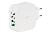 Mobil - Adaptere & Opladere - Vivanco Hurtig 4xUSB Hjemmeoplader 4.8A 2.4A/1A hvid - 37564