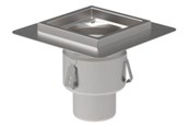 Afløb - Blücher lav industriafløb lodret Ø110/200mm udløb. Til beton & fliser. Rustfrit stål - 767.402.110