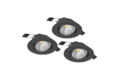Lamper - EGLO SALICETO indbygningsspot, LED 6W 2700K, sort, 3-pak - 900747