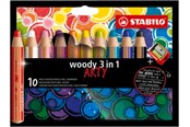 Hobby artikler - STABILO woody Arty 3 in 1 sæt med 10 penne inkl. spidser - 208542