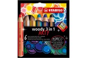 Hobby artikler - STABILO  woody Arty 3 in 1  sæt med 6 penne inkl. spidser - 208548