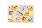 Puslespil - Goki Wooden Stud Puzzle Animals Baby Wood - 57838