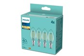 Lyskilder - Philips LED pære Classic Kerte 4,3W/827 (40W) Klar 4-pak E14 - 929001889793
