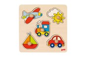 Puslespil - Goki Wooden Stud Puzzle Vehicles Wood - 57547