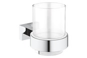 Badeværelsestilbehør - Grohe Essentials Cube Krystalglas med holder krom - 40755001