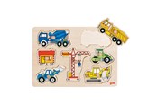Puslespil - Goki Wooden Stud Puzzle - Work Vehicles Wood - 57593