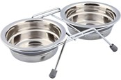 Hunde - Trixie Skålsæt i rustfrit stål med raslebeskyttelse 2x 0.45L 13cm - TX25231