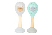 Babylegetøj - Small Foot - Wooden Baby Rattle Maracas Animal Set of 2 - 11886