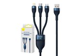 USB kabel - Baseus 3in1 USB cable  Flash Series USB-C + micro USB + Lightning 100W 1.2m (blue) - CASS030003