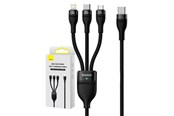 USB kabel - Baseus 3in1 USB cable  Flash Series 2 USB-C + micro USB + Lightning 100W 1.5m (black) - CASS030201