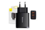 Mobil - Adaptere & Opladere - Baseus Compact Quick Charger 2 × USB-A + USB-C PD 3 A 30 W - Black - CCXJ-E01