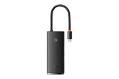 USB hub - Baseus Lite Series Hub 6w1 USB-C to 2x USB 3.0 + USB-C + HDMI + SD/TF (black) USB hub - USB 3.0 - 6 ports - Sort - WKQX050001