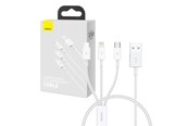 USB kabel - Baseus Quick Charge USB to M+L+C  Superior Data 3.5A 0.5m (White) - P10320105221-01