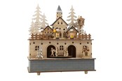 Trælegetøj - Small Foot - Wooden Music Box Christmas Village with Light - 10543