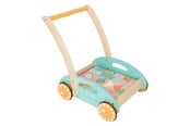 Babylegetøj - Small Foot - Wooden Baby Walker Carriage with Blocks Pastel 35dlg. - 11766