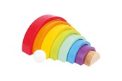 Babylegetøj - Small Foot - Wooden Building Blocks Rainbow 9dlg. - 6969